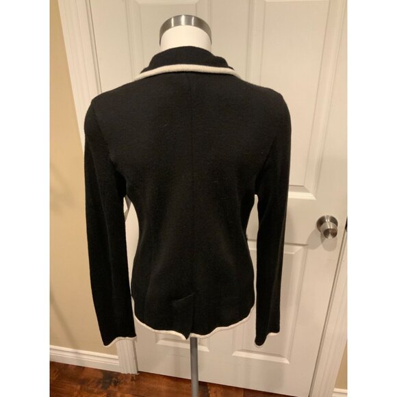 Moth Black Knit Single Button Closure W/ White Trim, Size Medium - Picture 7 of 8